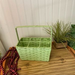 Vintage Green woven Utensil Holder Basket